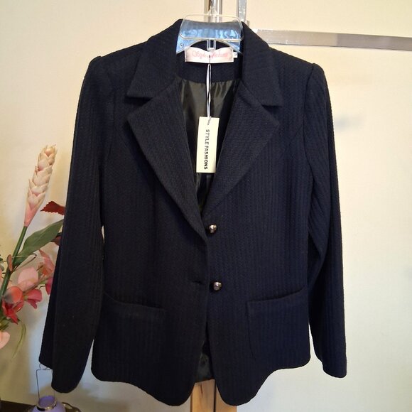 NWT Comfy Lined Navy Blue Blazer Jacket Spring Fall Winter Jackets Tag Size S - Picture 8 of 11